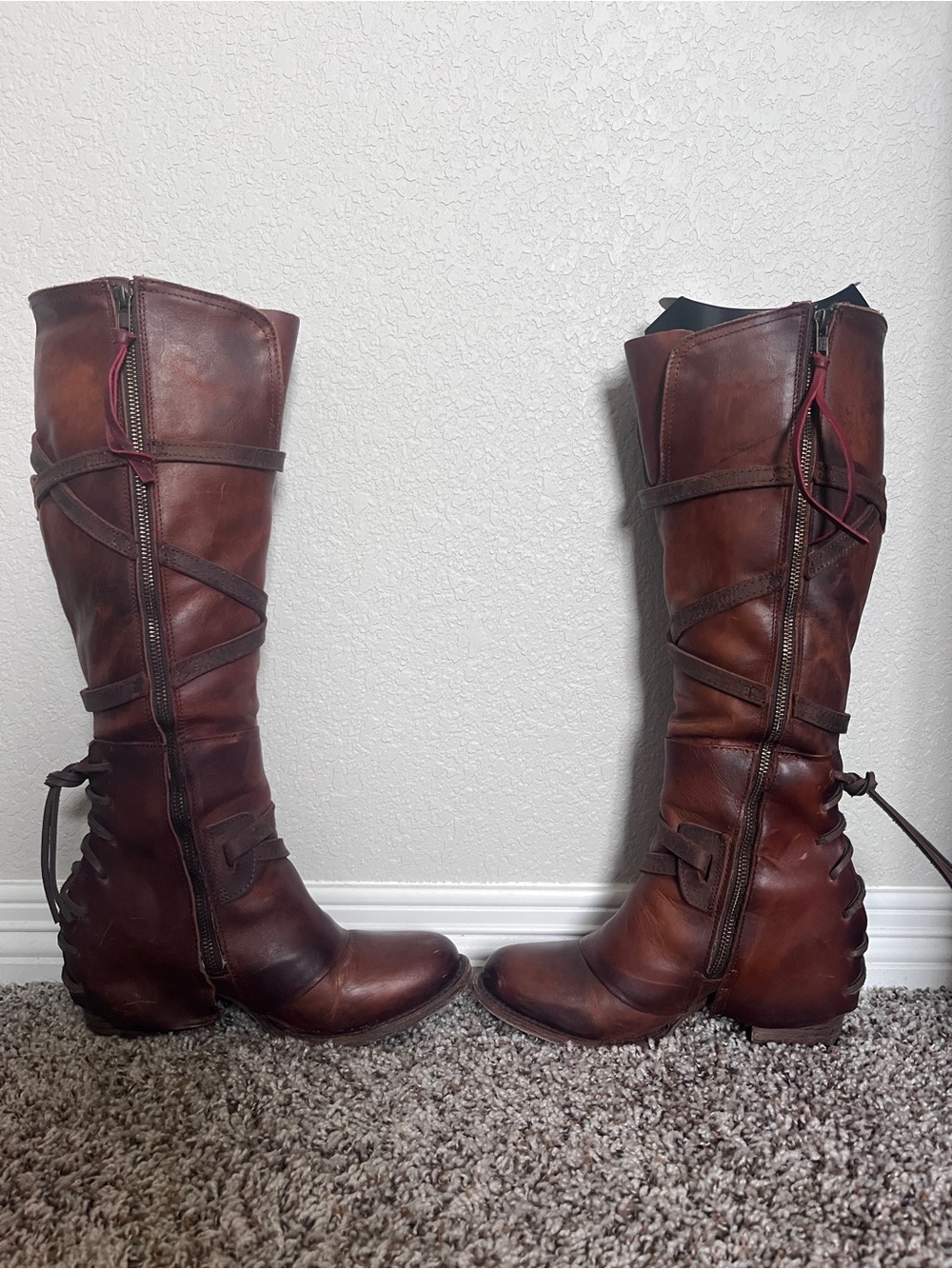 Cassius Freebird by Steven Brown Leather Wrap-Strap Knee Boots - Picture 6 of 7